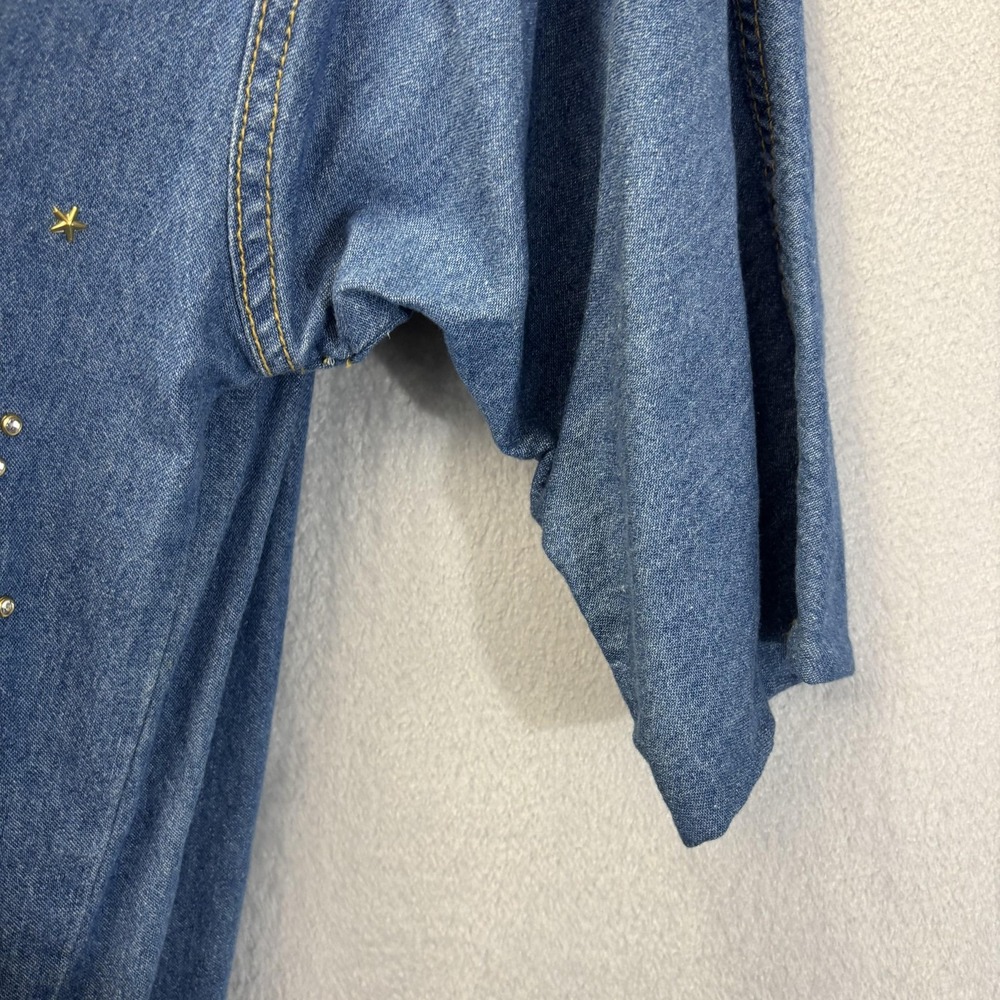 Vintage Bingo! Bingo! Button Up Denim Shirt Womens 6 Star Celestial Western 80s - Picture 10 of 12